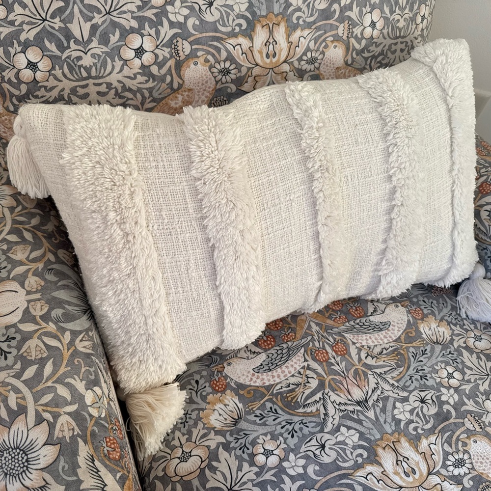 SOLD - Textured Cream Throw Pillow
